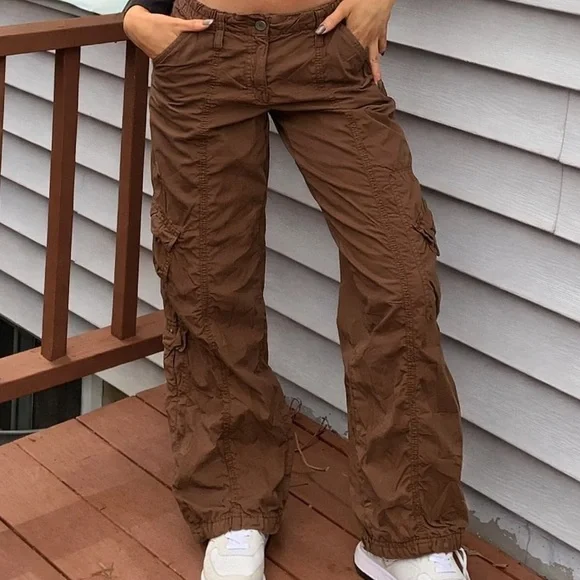 BDG Brown Cargo Pants Y2K Low Rise Utility Pants - Picture 1 of 1